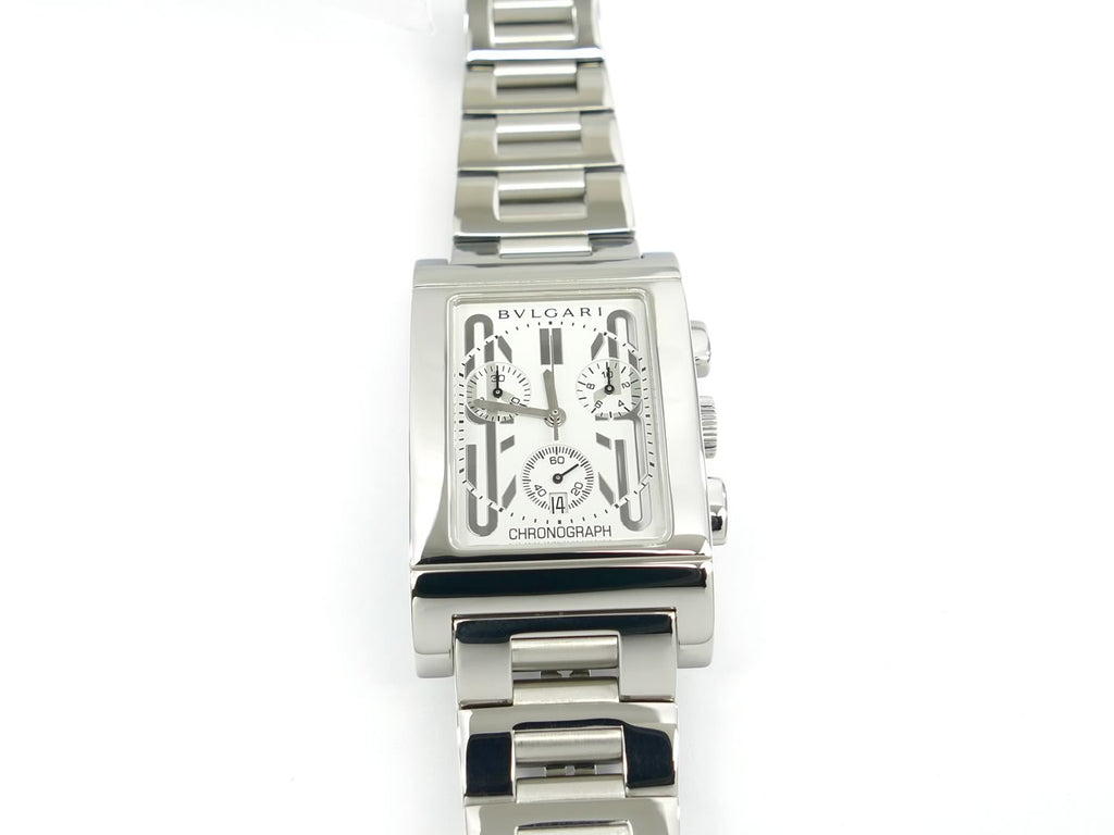 Bulgari Rettangolo White Chronograph RTC49S Bvlgari with Date