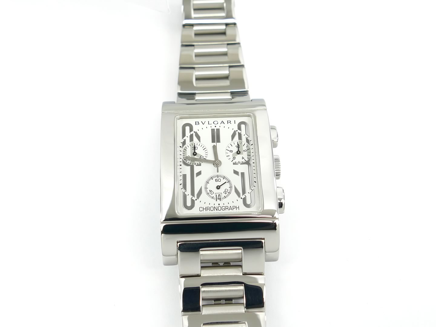 Bulgari Rettangolo White Chronograph RTC49S Bvlgari with Date