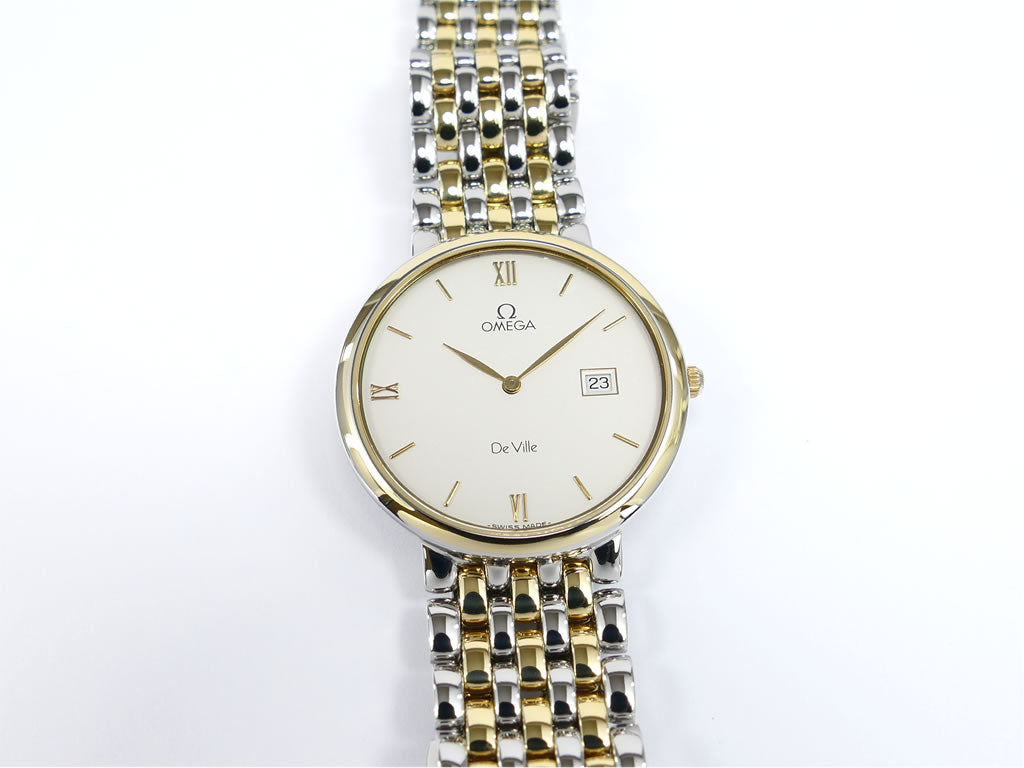 Omega De Ville Silver Dial 396.2379 Solid 18k Gold & Stainless Steel Quartz