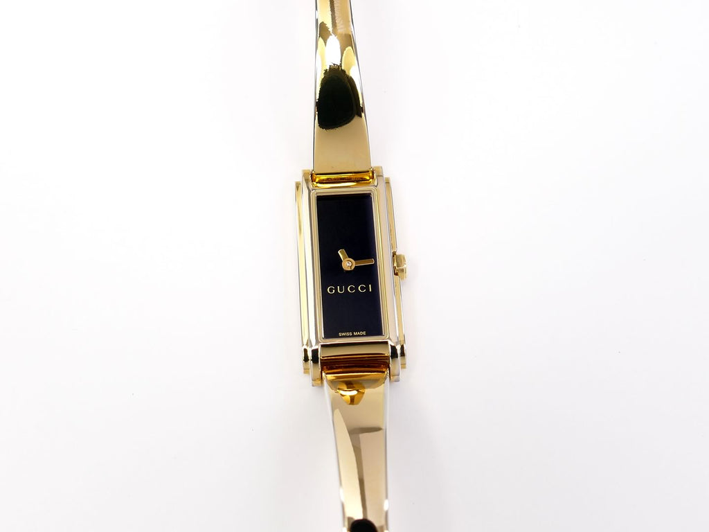Gucci G-Line 109 Black Dial 18k Gold Plated YA109524