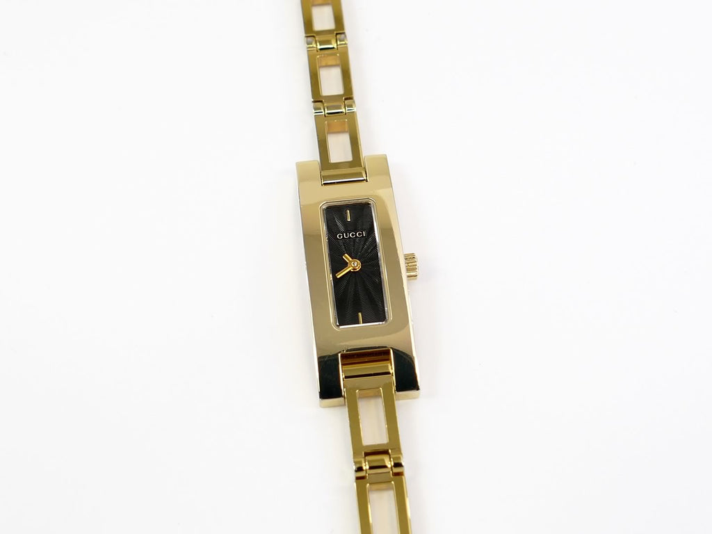 Gucci 3900L Black Rectangular Dial on 18k Gold PVD Bracelet