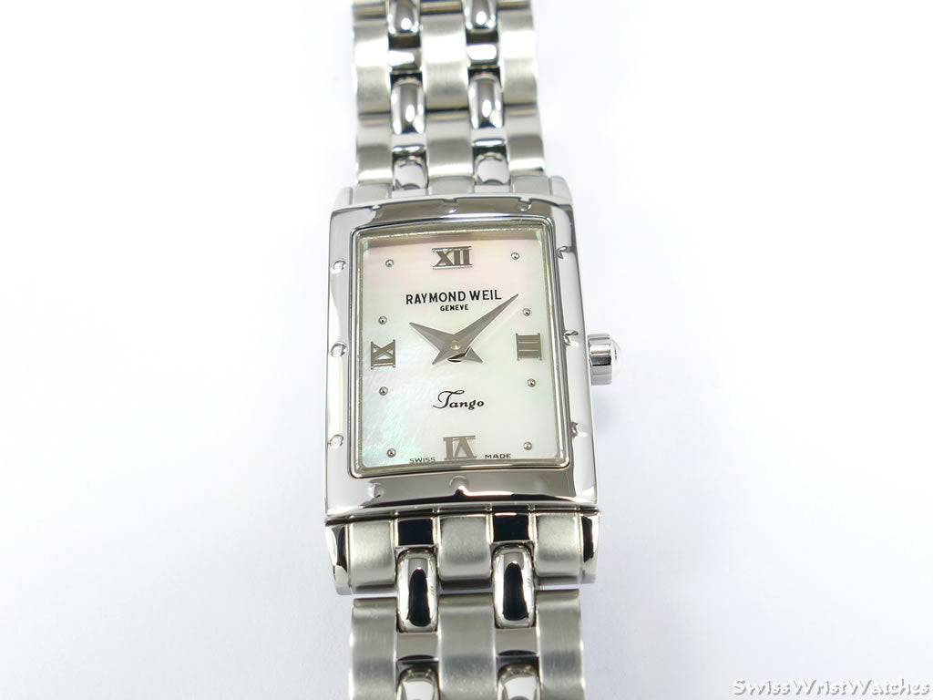 Raymond Weil Tango White Mother of Pearl 5970 Stainless Steel Rectangular Watch