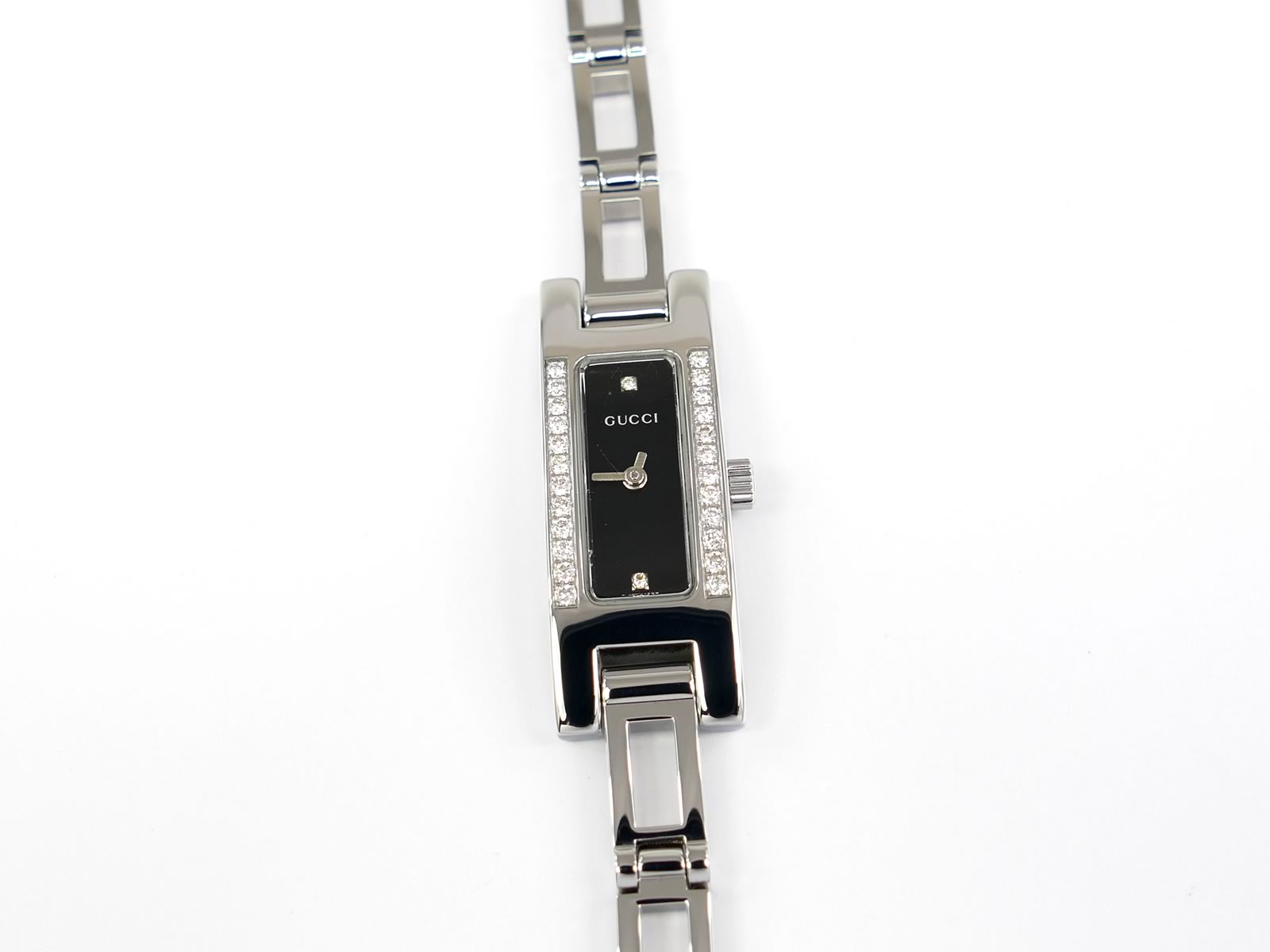 Gucci 3900L Black Dial Rectangular Stainless Steel Watch