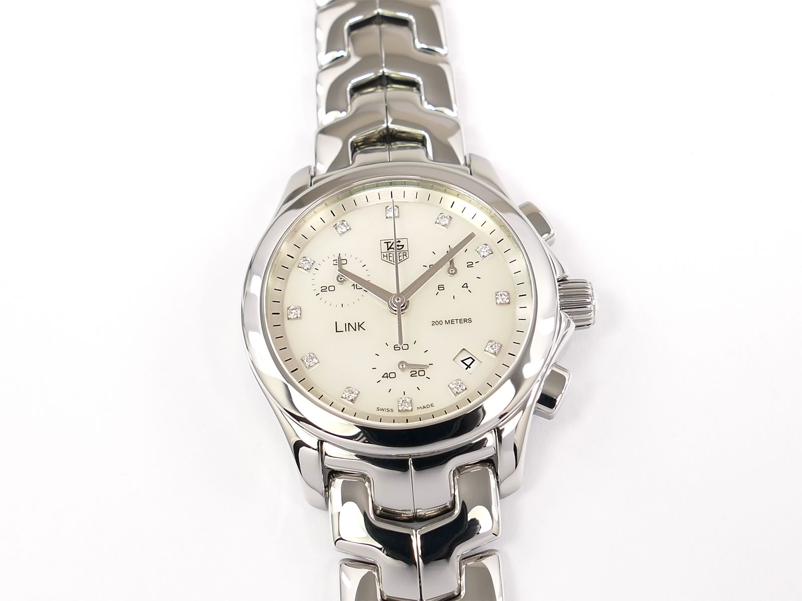 TAG Heuer Link Lady Chronograph White Mother of Pearl & Diamonds CJF1312.BA0580