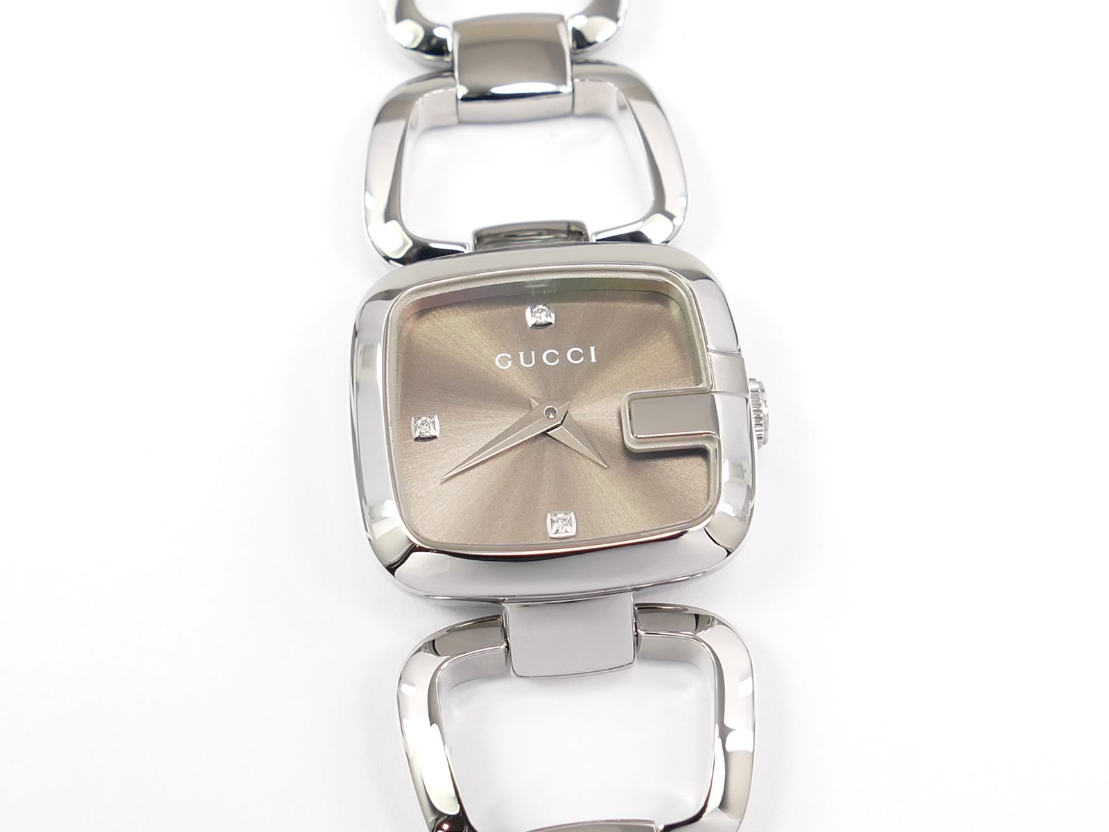Gucci G 125.5 Brown / Silver Dial with Diamonds