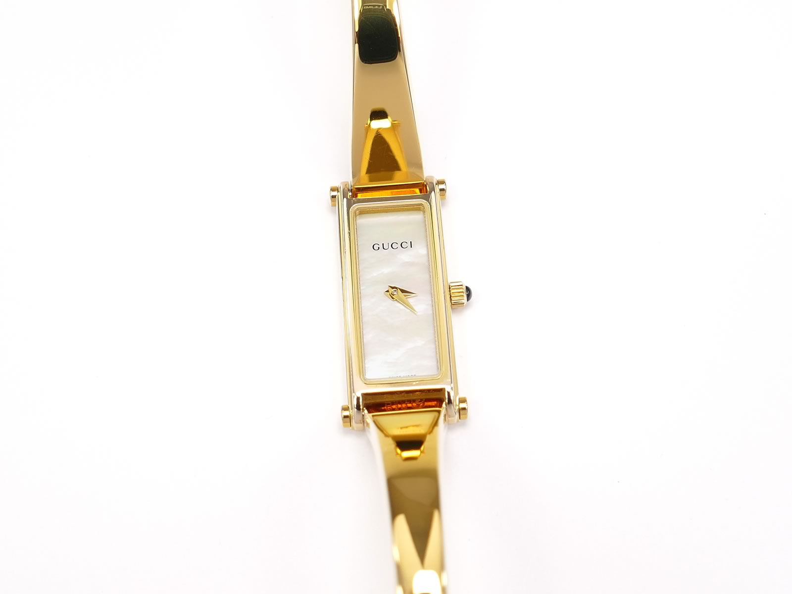 Gucci 1500L White Mother of Pearl Dial on 18k Gold Plated Bangle
