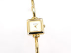 Gucci 1900L White Dial Square Quartz Watch on 18k Gold Plated Bangle