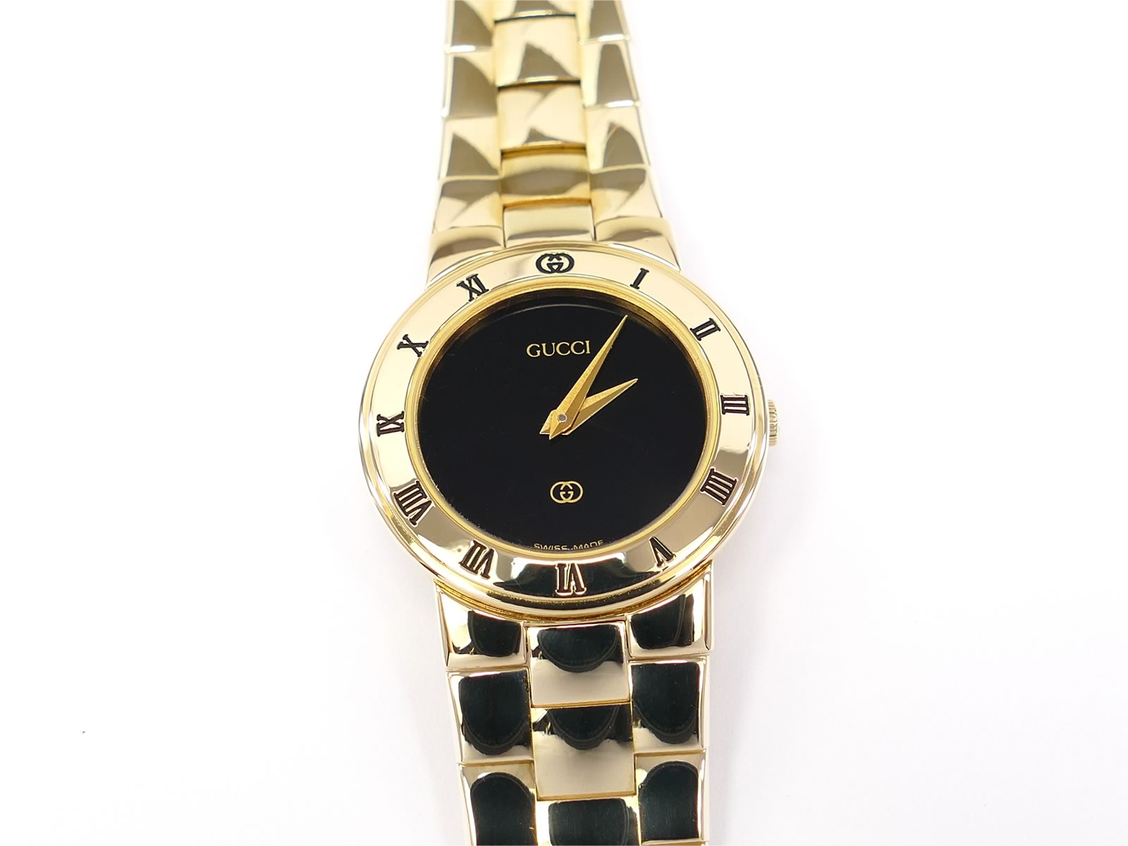 Gucci 3300L Black Dial 18k Gold Plated