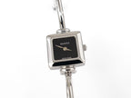 Gucci 1900L Black Dial Square Watch on Stainless Steel Bangle