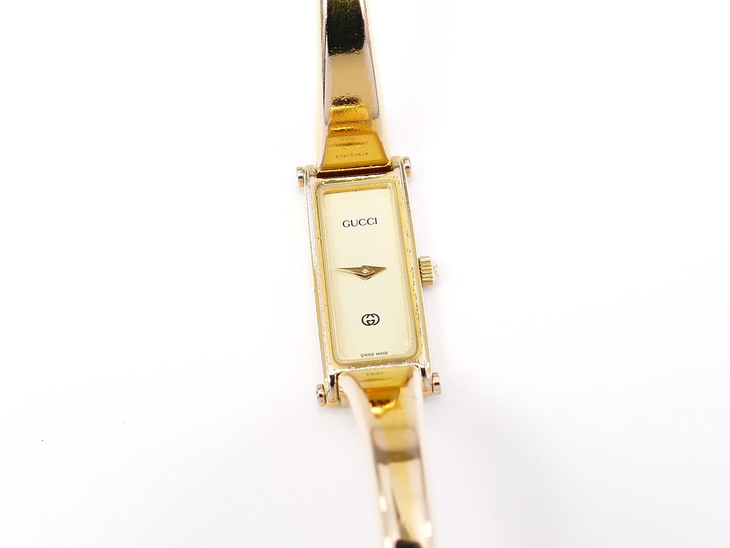 Gucci 1500L White Dial on 18k Gold Plated Bangle