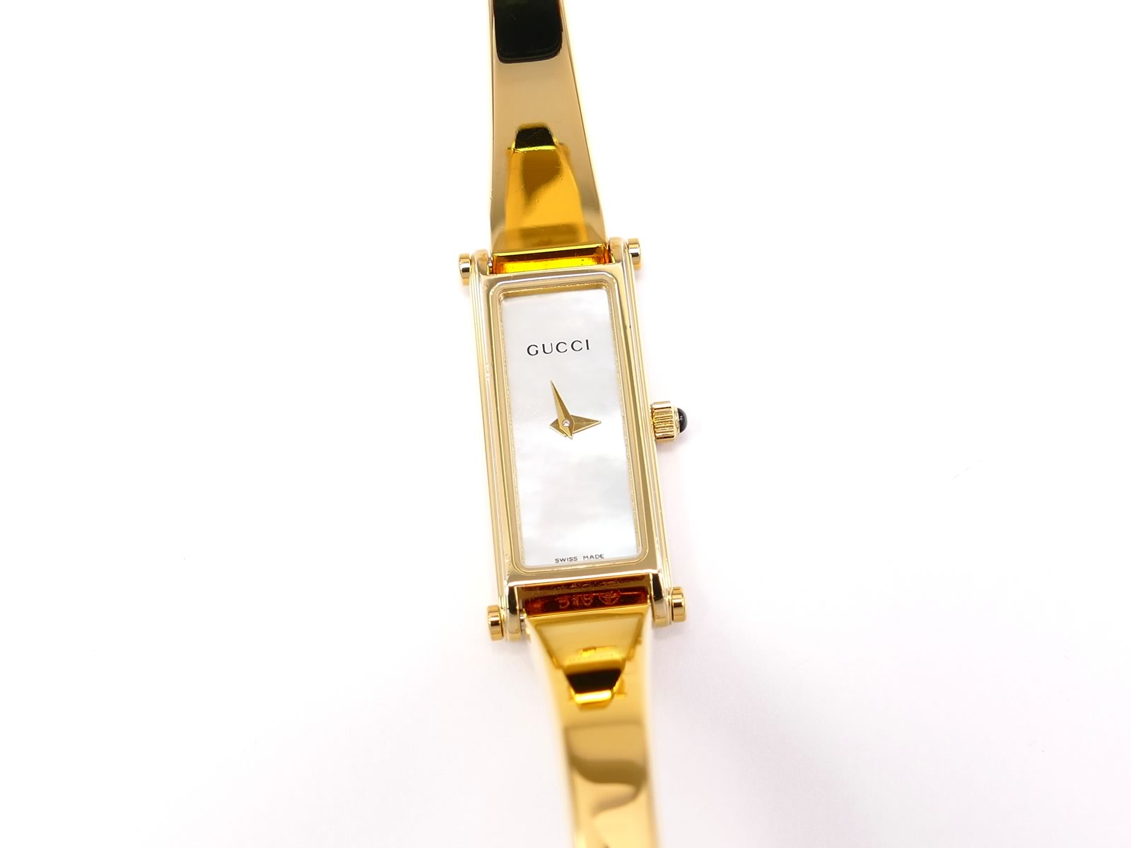 Gucci 1500L White Mother of Pearl Dial on 18k Gold Plated Bangle