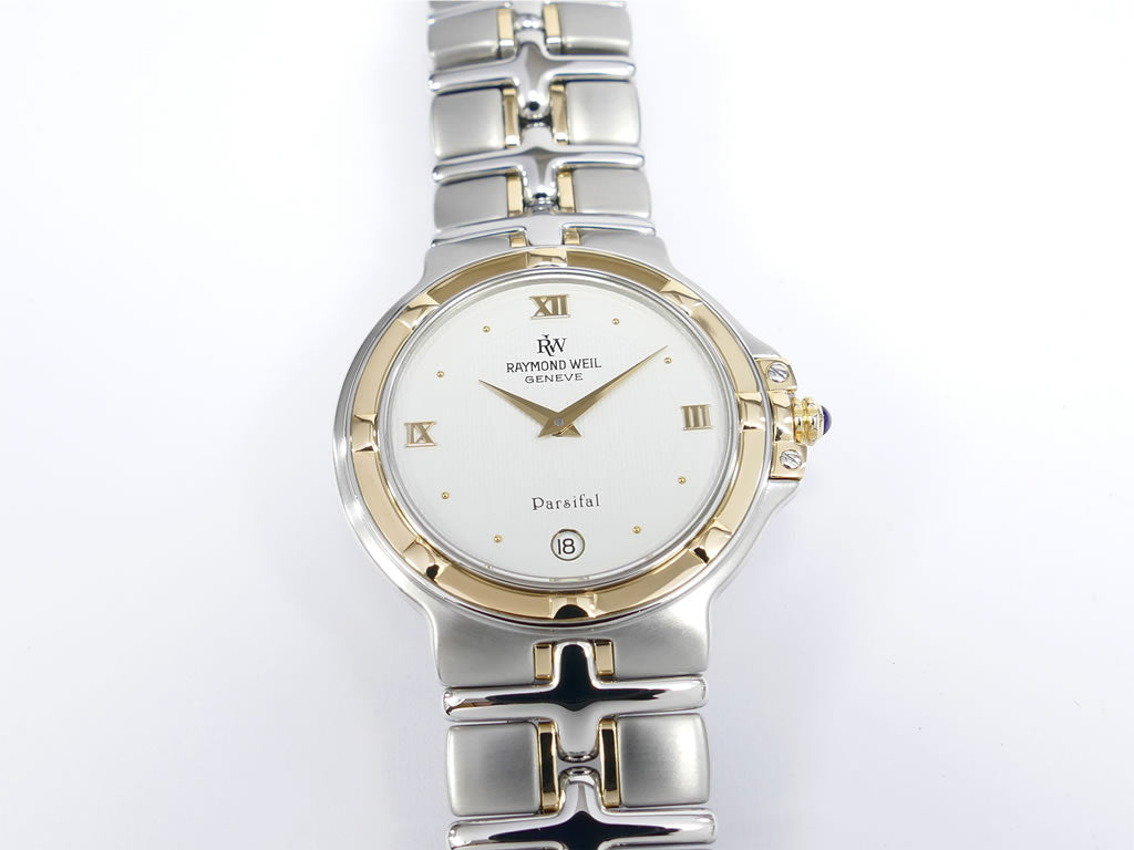 Raymond Weil Parsifal White Dial 9190 Stainless & Solid 18k Yellow Gold - Date