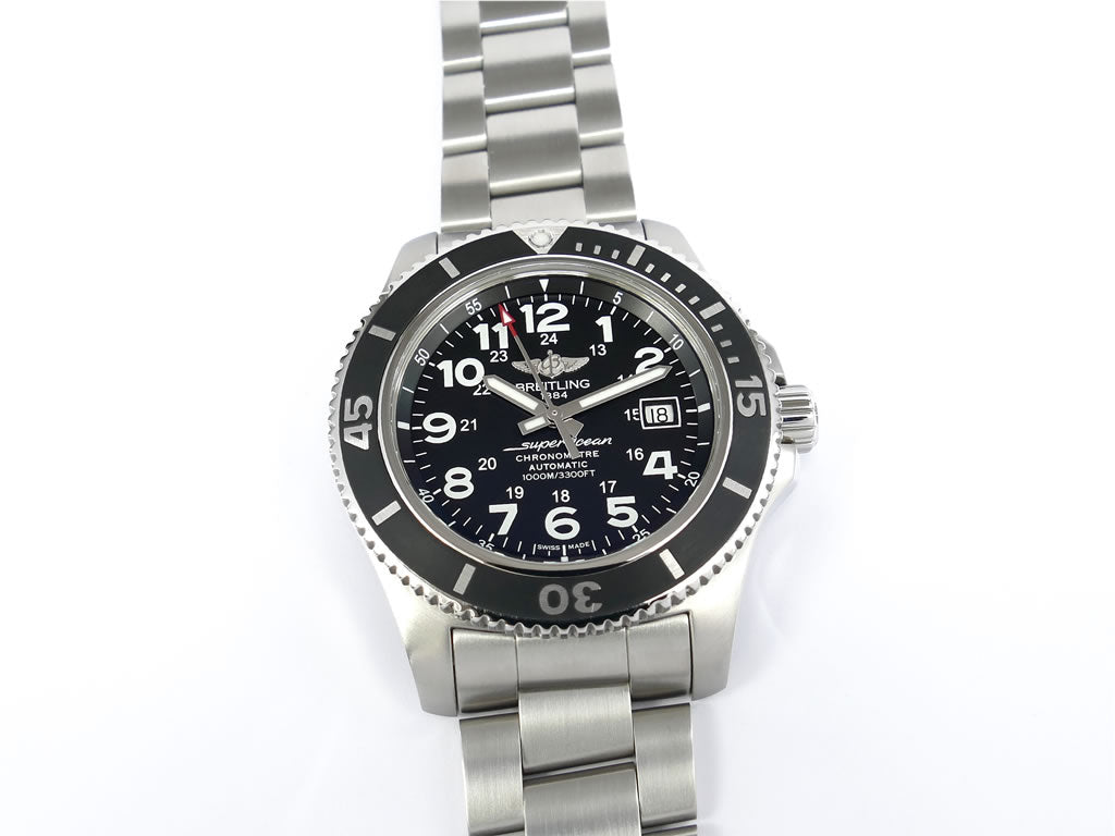 Men's Breitling Superocean II 44 A17392 large black face Chronometer