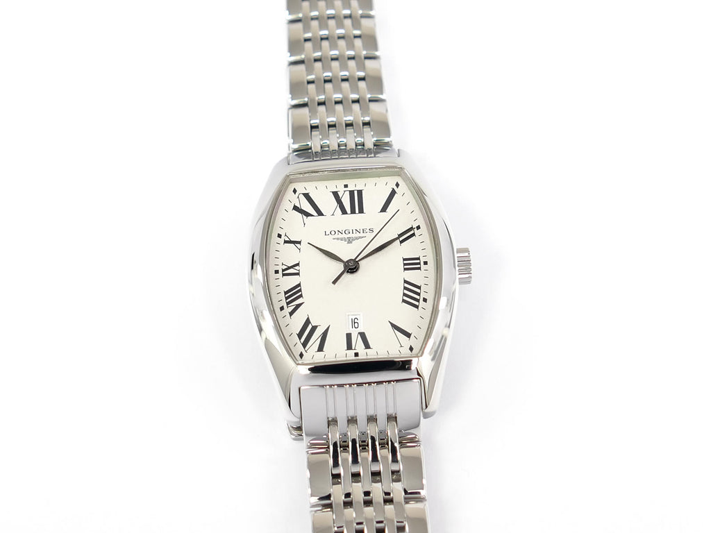 Longines Evidenza Silver Roman Numeral Tonneau Case L2.155.4.71.6
