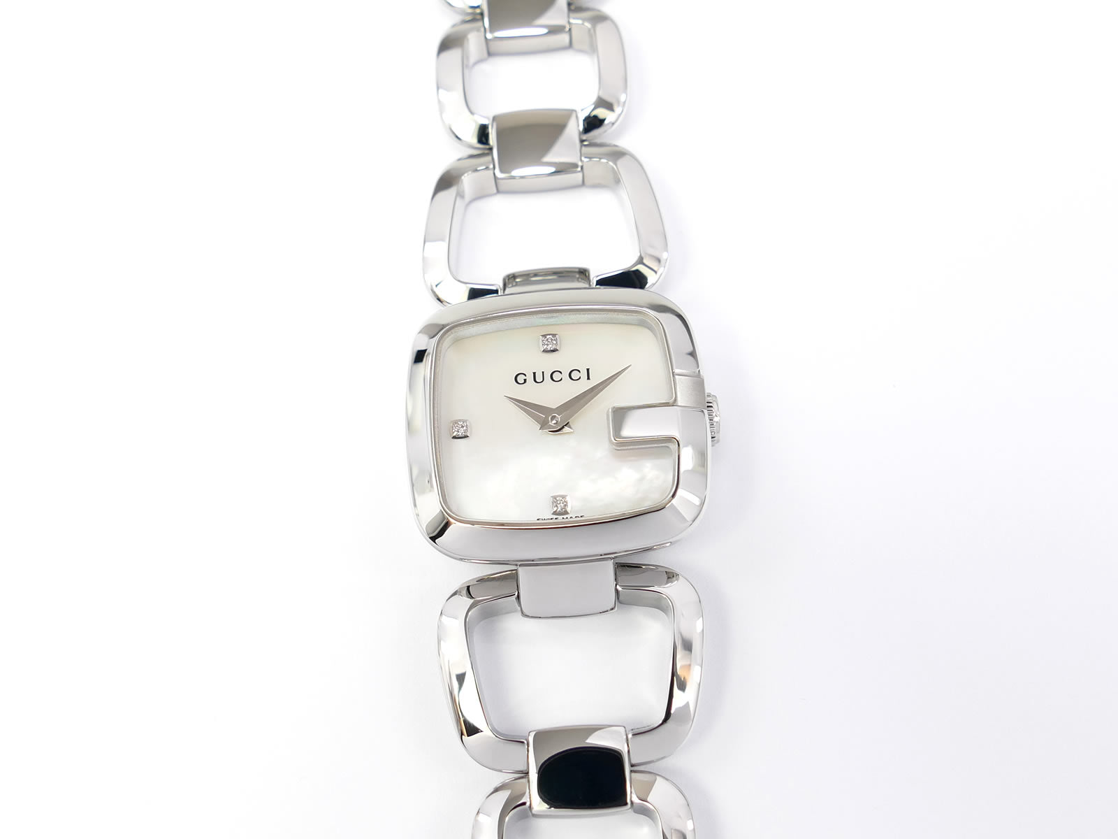 Gucci G White Mother of Pearl 3 Diamonds YA125502