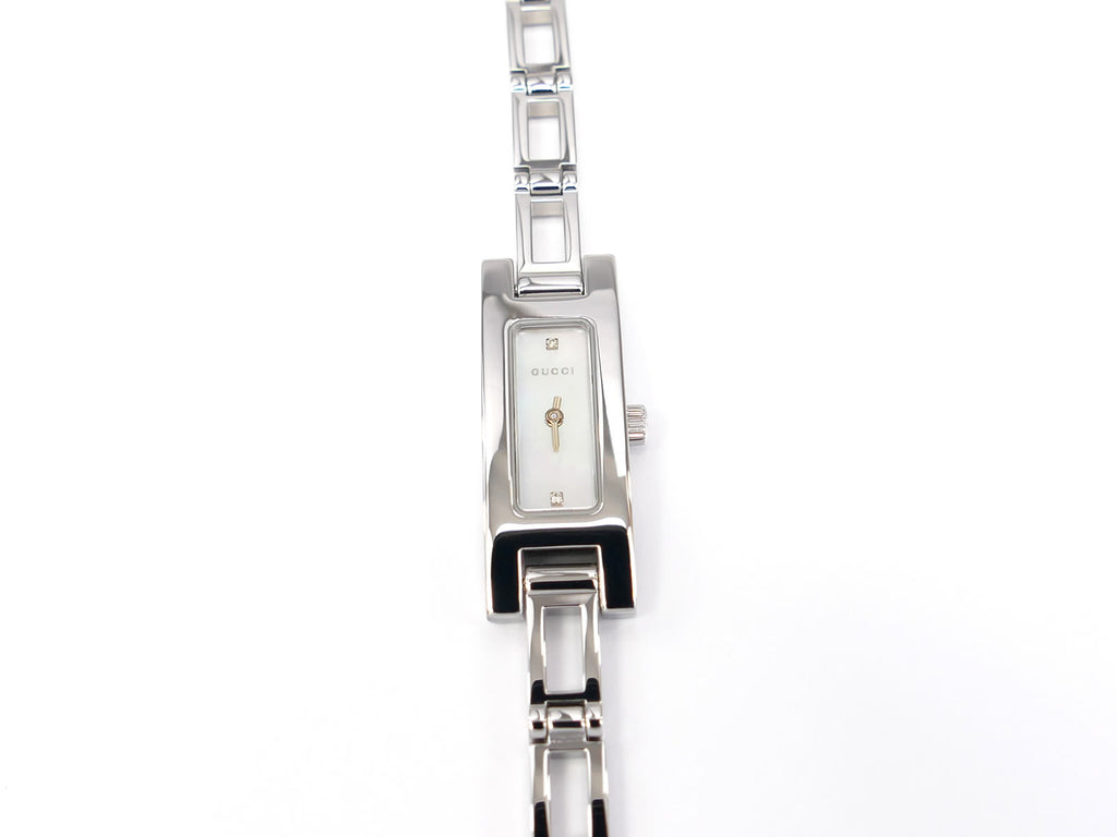 Gucci 3900L White Mother of Pearl Rectangular Diamond Set Dial