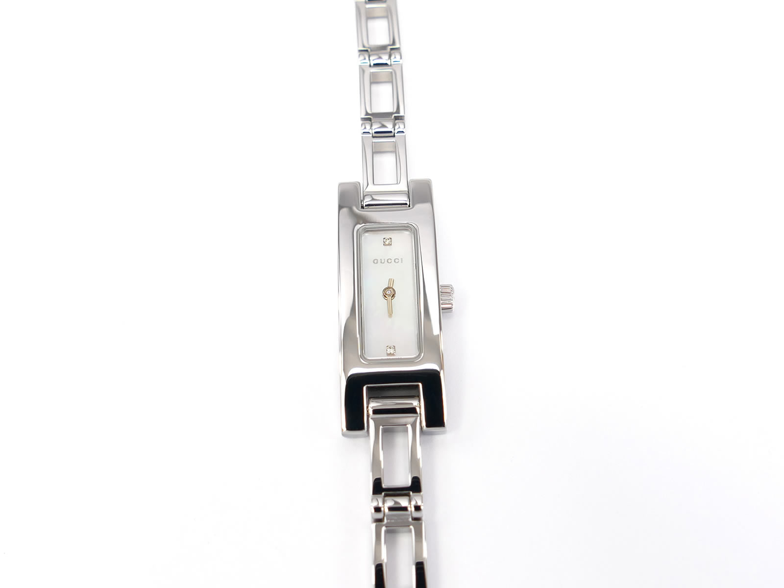 Gucci 3900L White Mother of Pearl Rectangular Diamond Set Dial