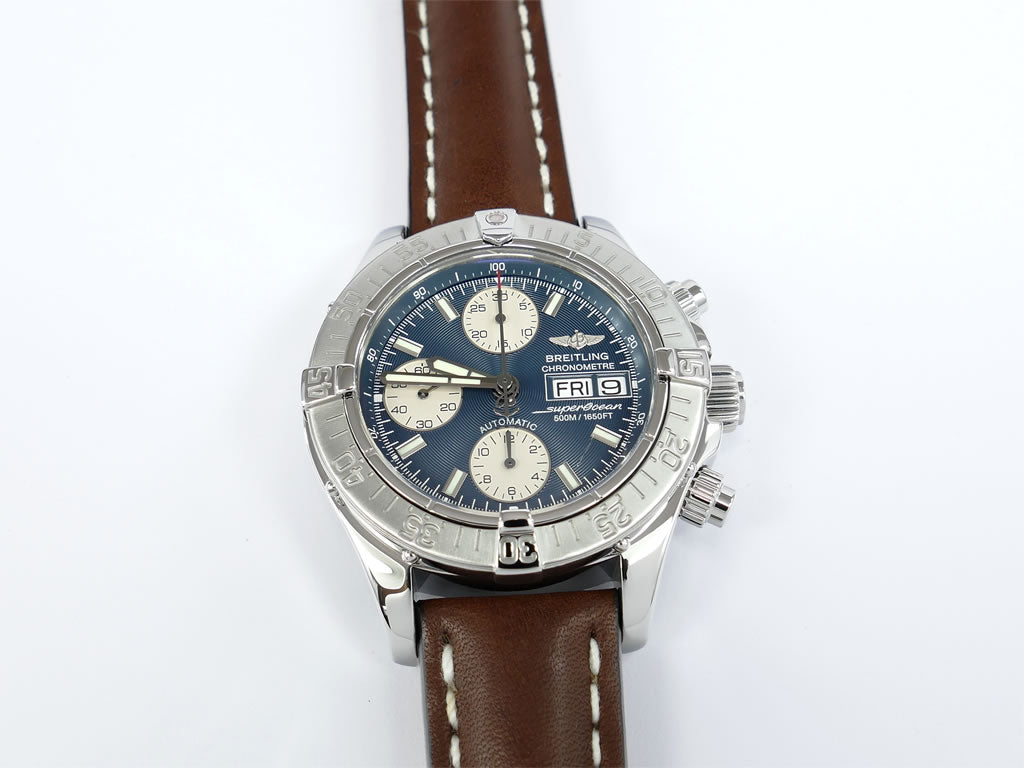 Men's Breitling Superocean A13340 blue and silver face