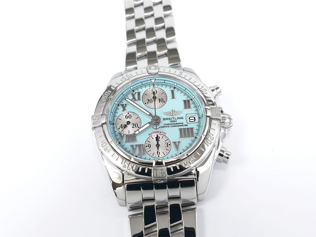Breitling Chrono Cockpit Automatic Turquoise Blue A13358 Chronograph Chronometer