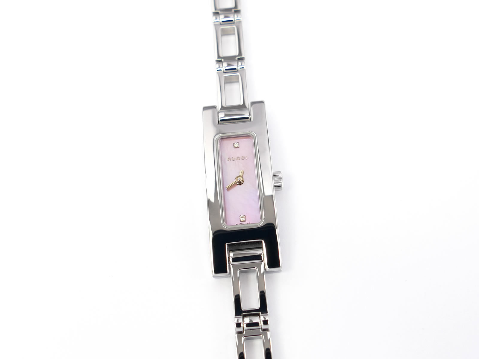 Gucci 3900L Pink Mother of Pearl Rectangular Dial Stainless Steel