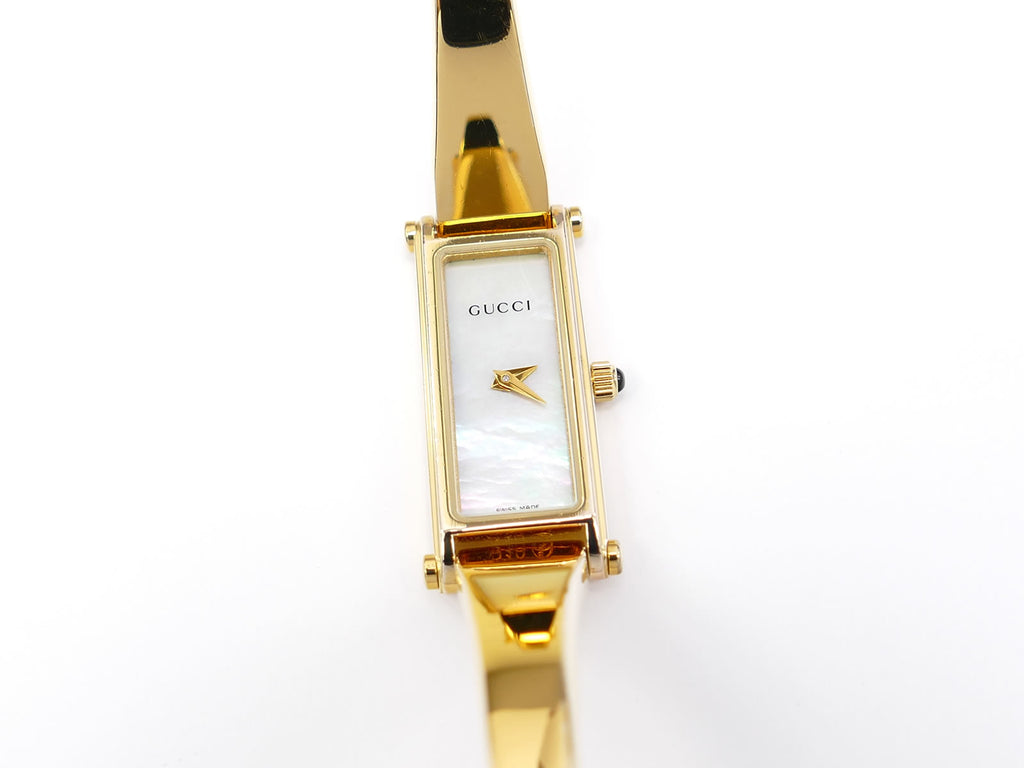 Gucci 1500L White Mother of Pearl Dial with 18k Gold Plated Bangle
