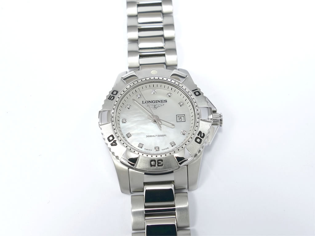 Ladies' Longines HydroConquest L3.247.4 diamond set face with date