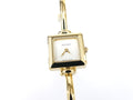Gucci 1900L White Dial 18k Yellow Gold Plated Bangle Quartz Watch Square