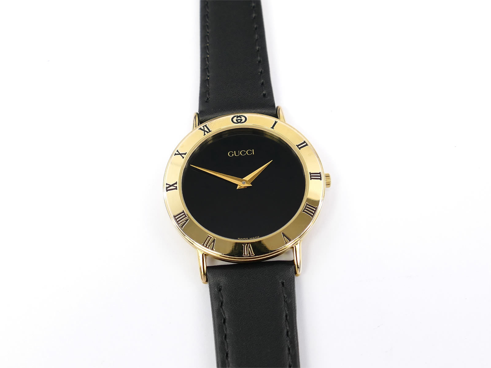 Gucci 3000M Black Dial 18k Gold Plated 