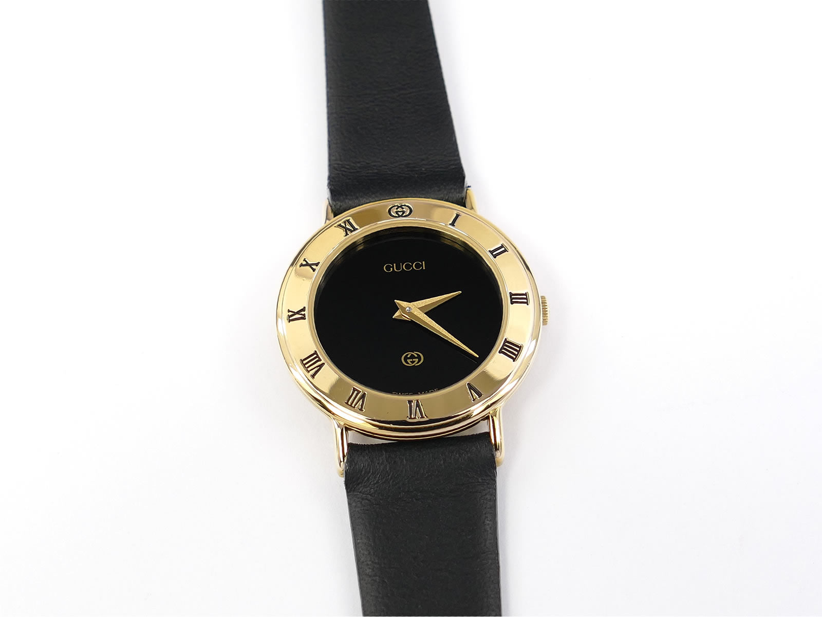 Gucci 3000L Black Dial 18k Gold Plated