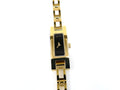 Gucci 3900 L Black Dial 18k Gold Plated Rectangular Bracelet Quartz Watch Boxed