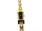 Gucci 3900 L Black Dial 18k Gold Plated Rectangular Bracelet Quartz Watch Boxed