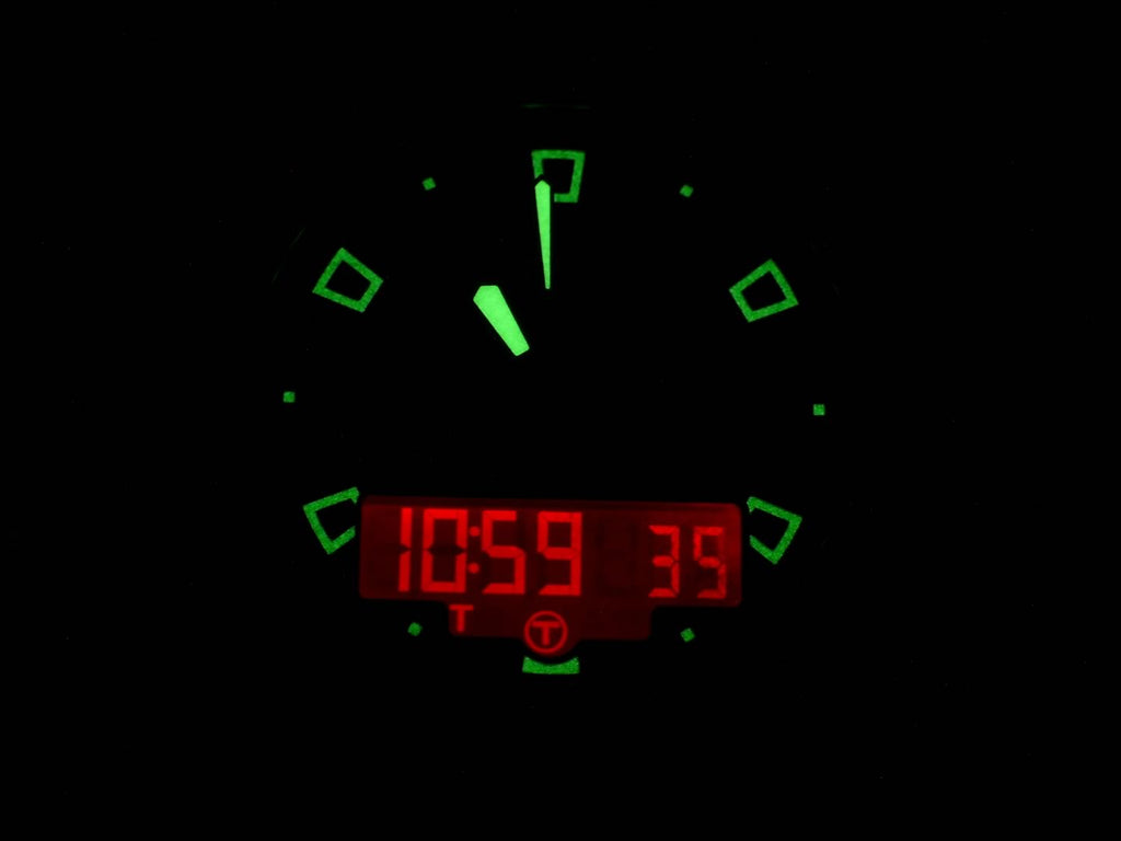 Tissot T-Touch II Black T047.420.17.051.00 night time luminosity and back light