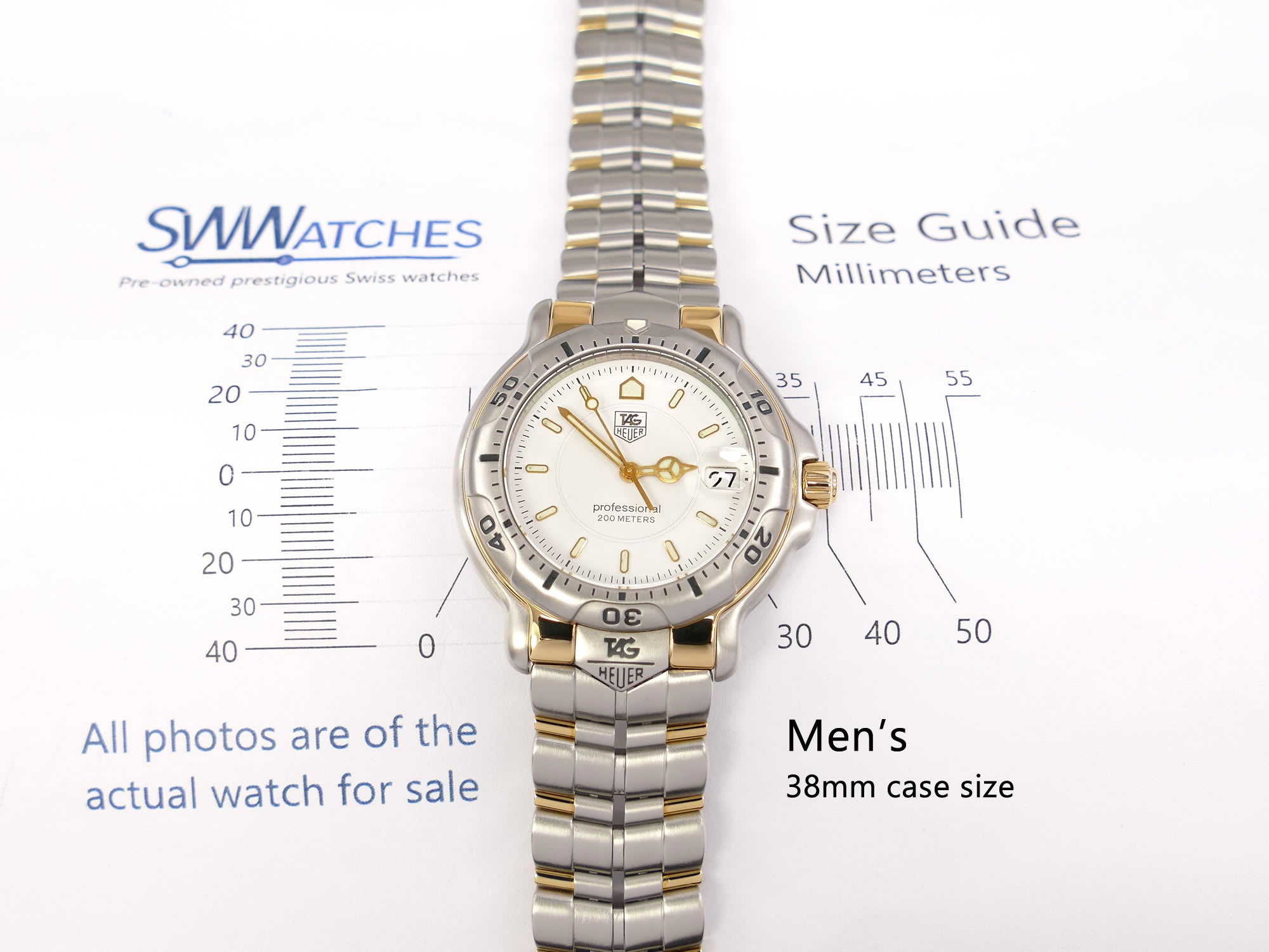TAG Heuer 6000 WH1151 men's 38mm case size