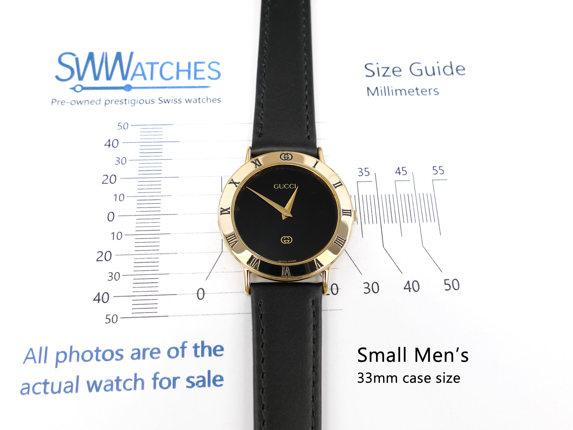 Gucci 3000M Black Dial 33mm case size