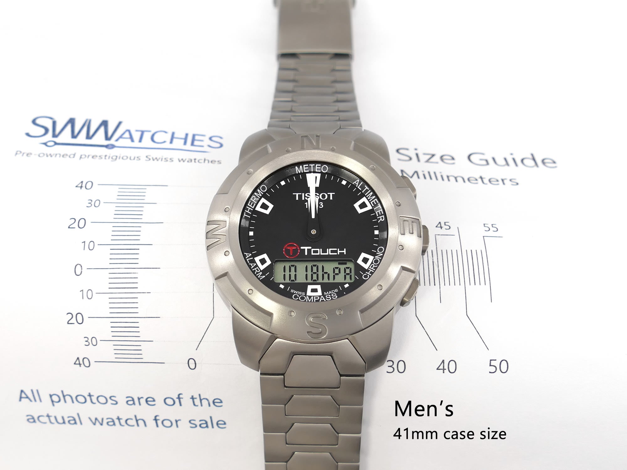 Tissot T-Touch Z252/352 men's 41mm case size