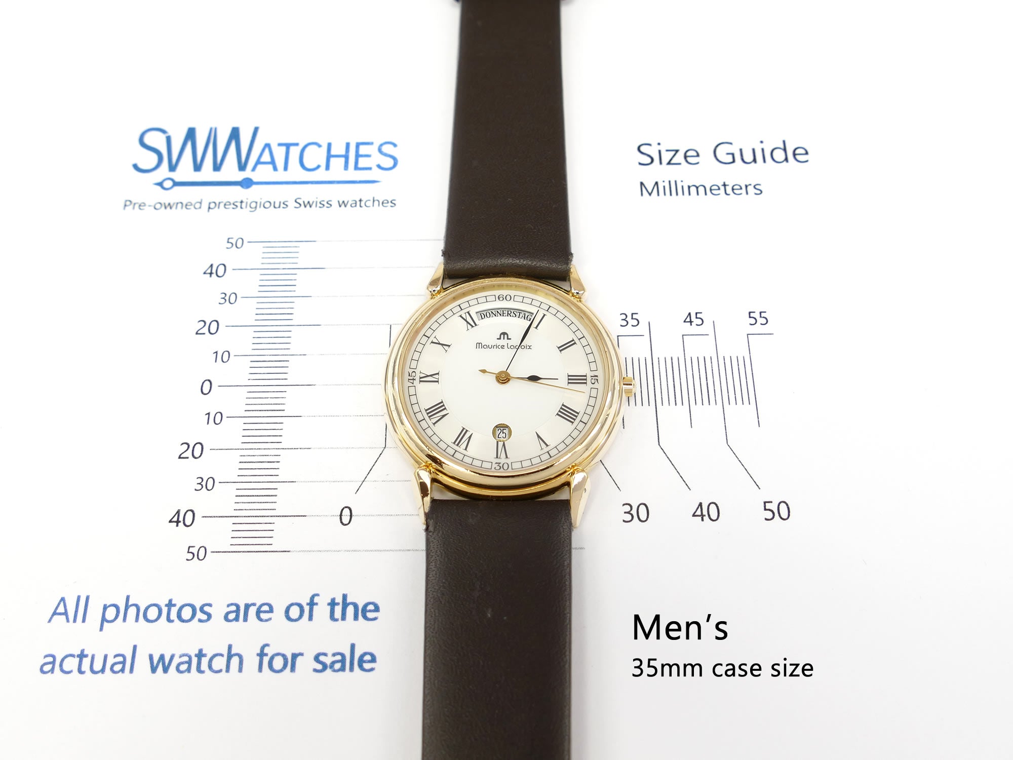 Maurice Lacroix Les Classiques 96575 men's 35mm case size