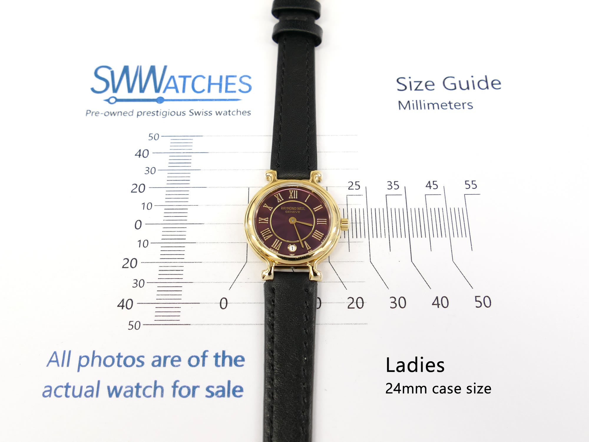 Raymond Weil 9936-2 Ladies 24mm case size