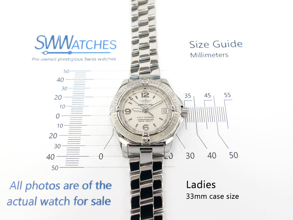 Breitling Colt Oceane A77380 Ladies 33mm case size