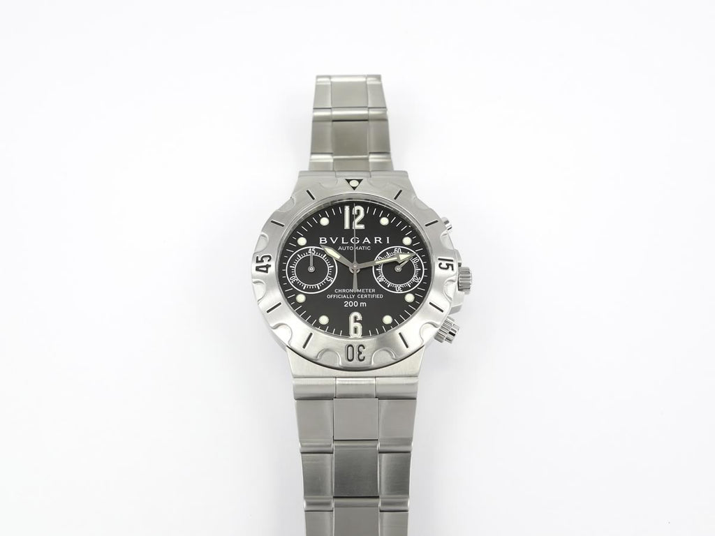 Bulgari Diagono Scuba Chronograph Black SCB38S rotating bezel