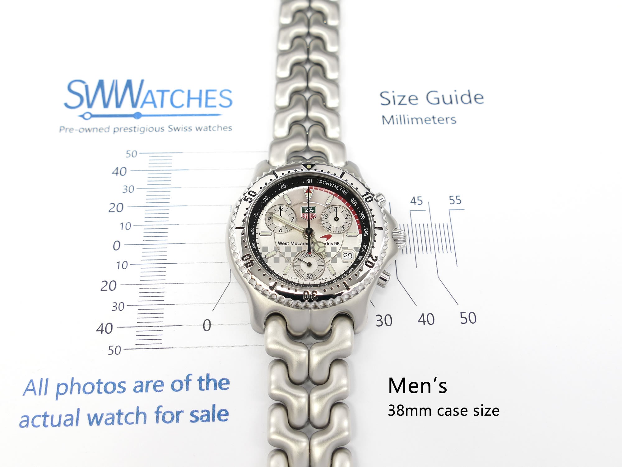 TAG Heuer SEL Chronograph CG1117 men's 38mm case size