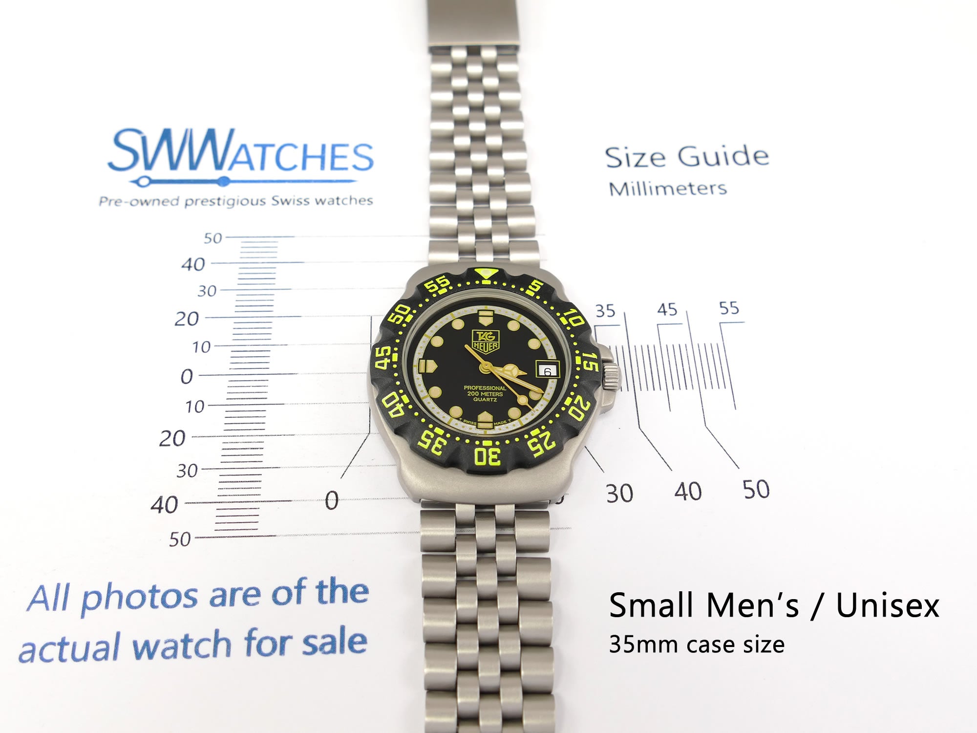 TAG Heuer Formula 1 Mid size 376.513 Black & Yellow 35mm New Bezel