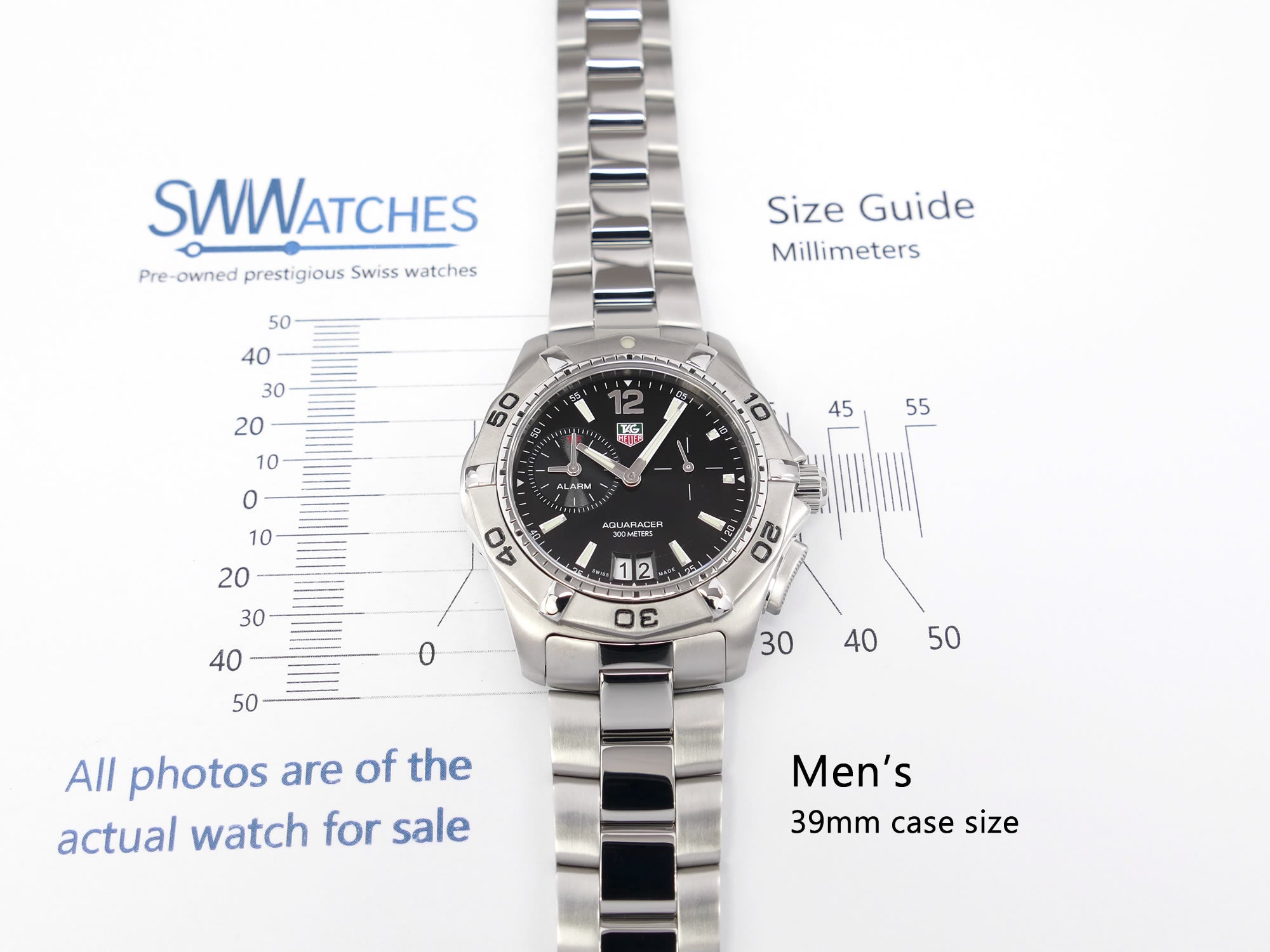 TAG Heuer Aquaracer Alarm WAF111Z Men's 39mm case size