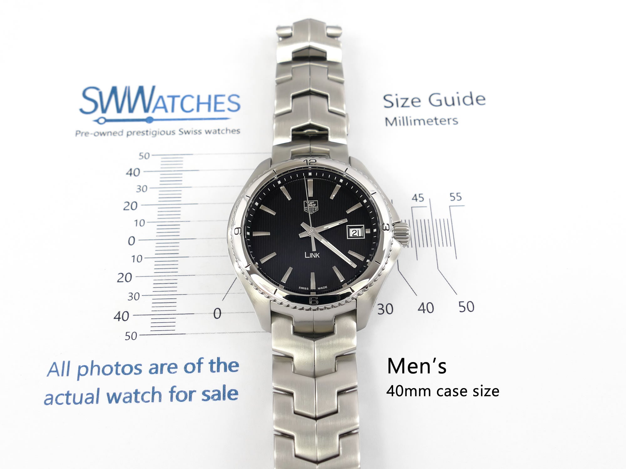 TAG Heuer Link WAT1110 Black Dial Full Size 40mm Date WAT1110