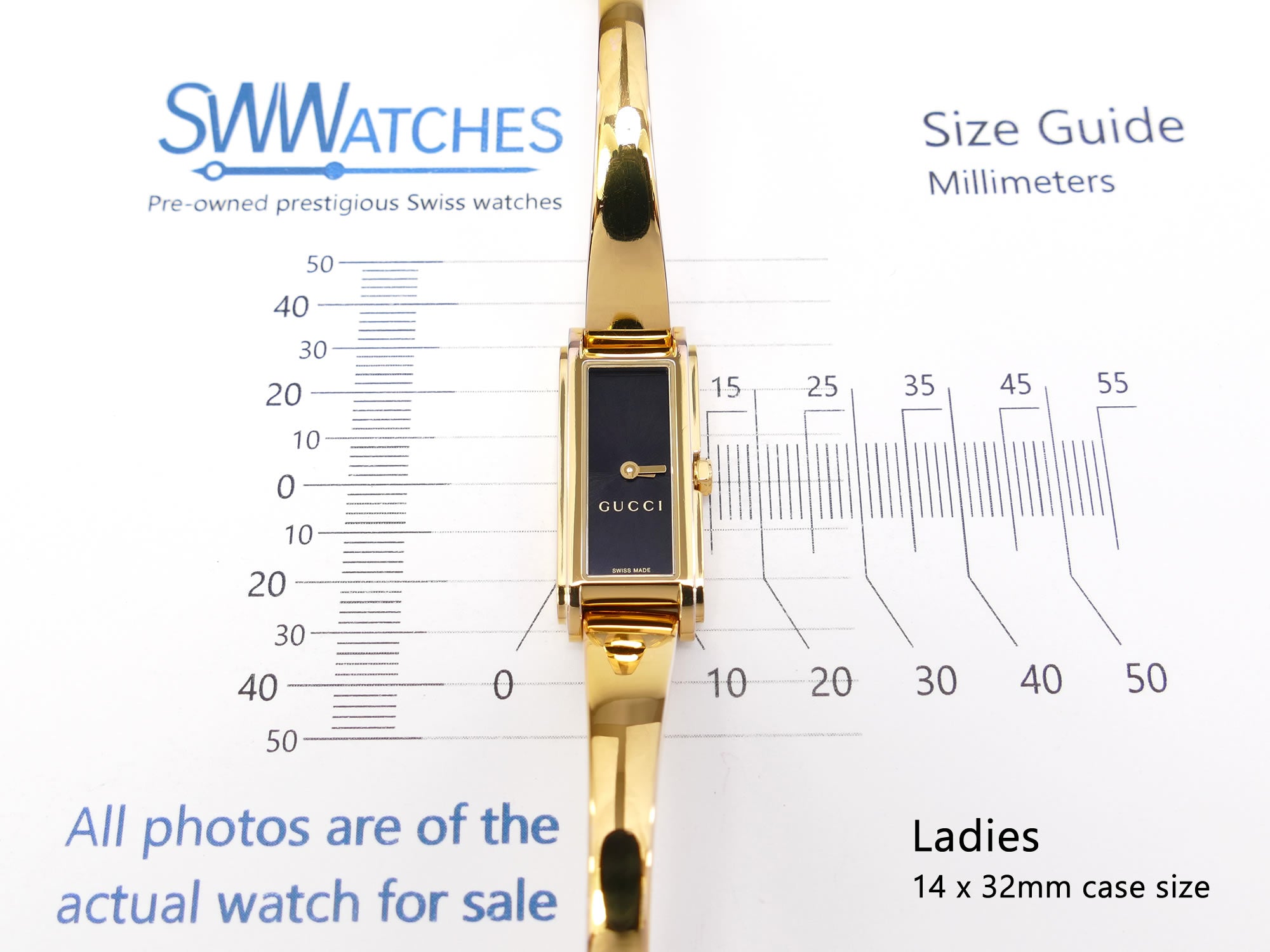 Gucci G-Line 109 ladies 14 x 32mm case size