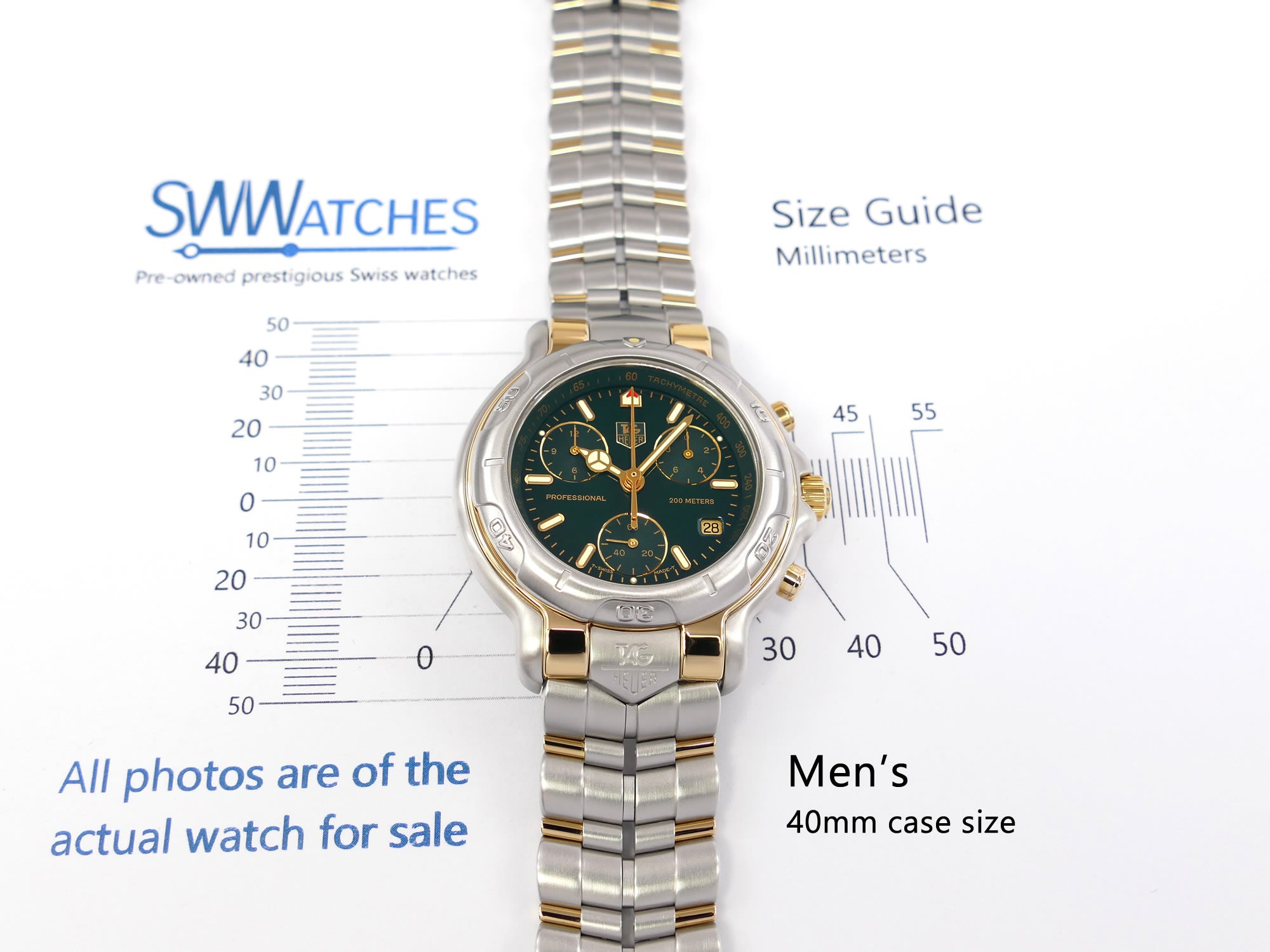 TAG Heuer 6000 Chronograph CH1151-0 Green Dial with Solid 18k Gold