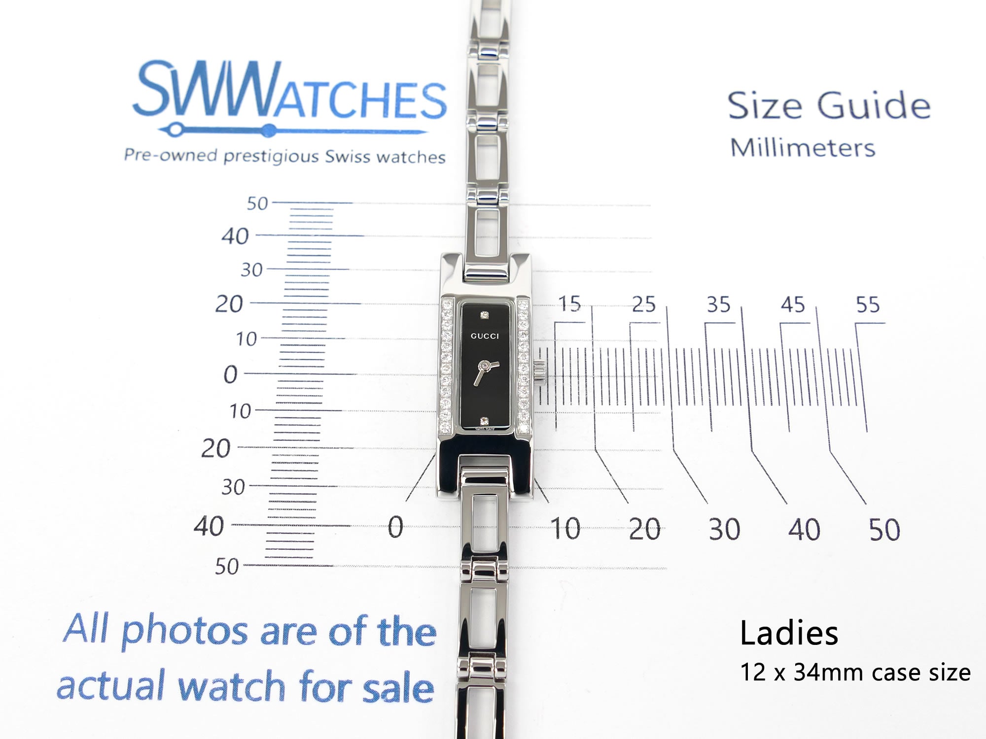 Gucci 3900L ladies 12 x 34mm case size