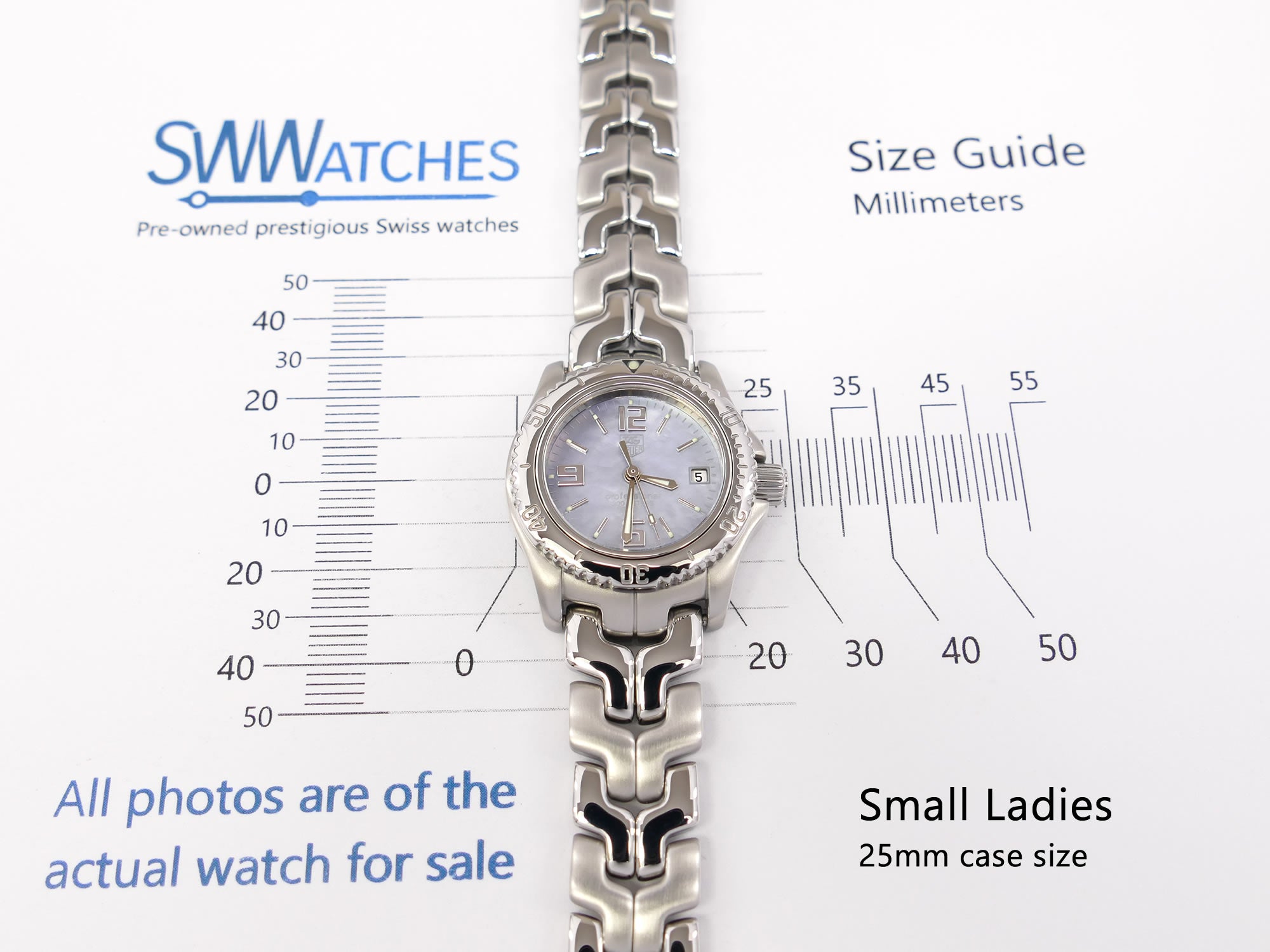TAG Heuer Link WT141E Ladies Mini 25mm case size