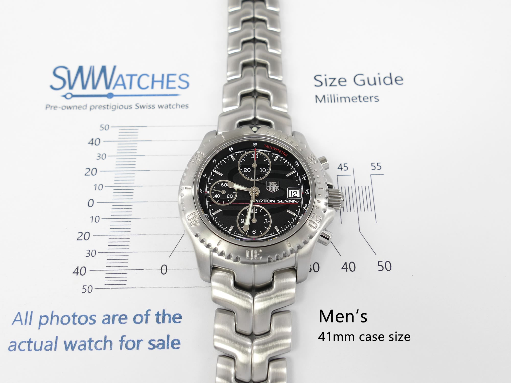TAG Heuer Link Chronograph Ayrton Senna CT2114 Men's 41mm case size