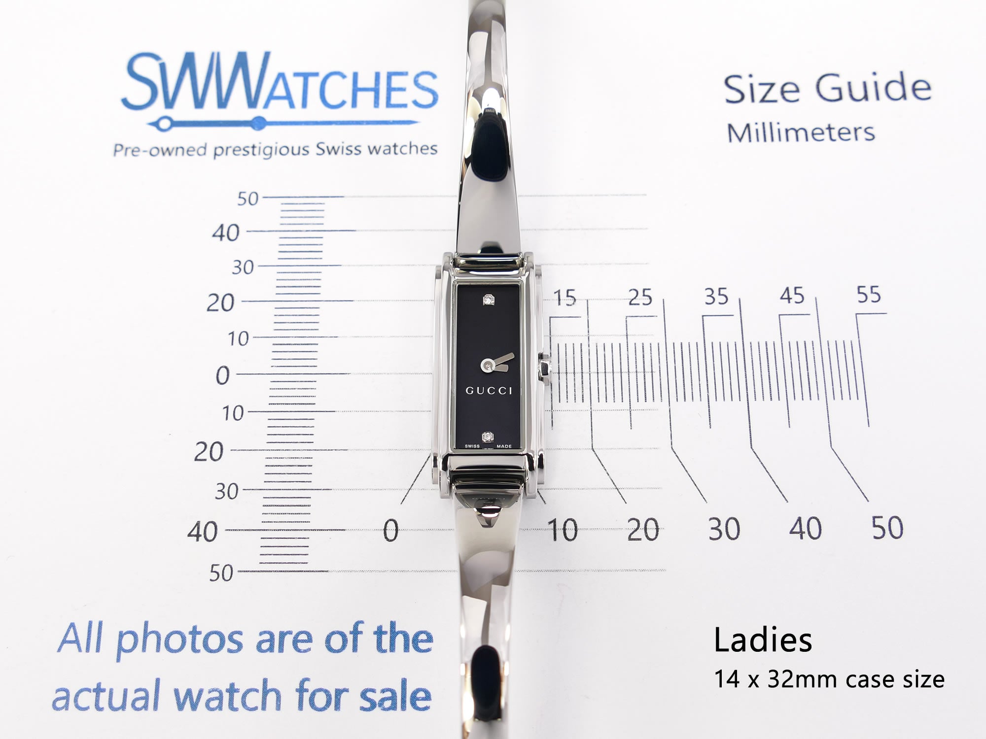 Gucci G-Line 109 ladies 14 x 32mm case size