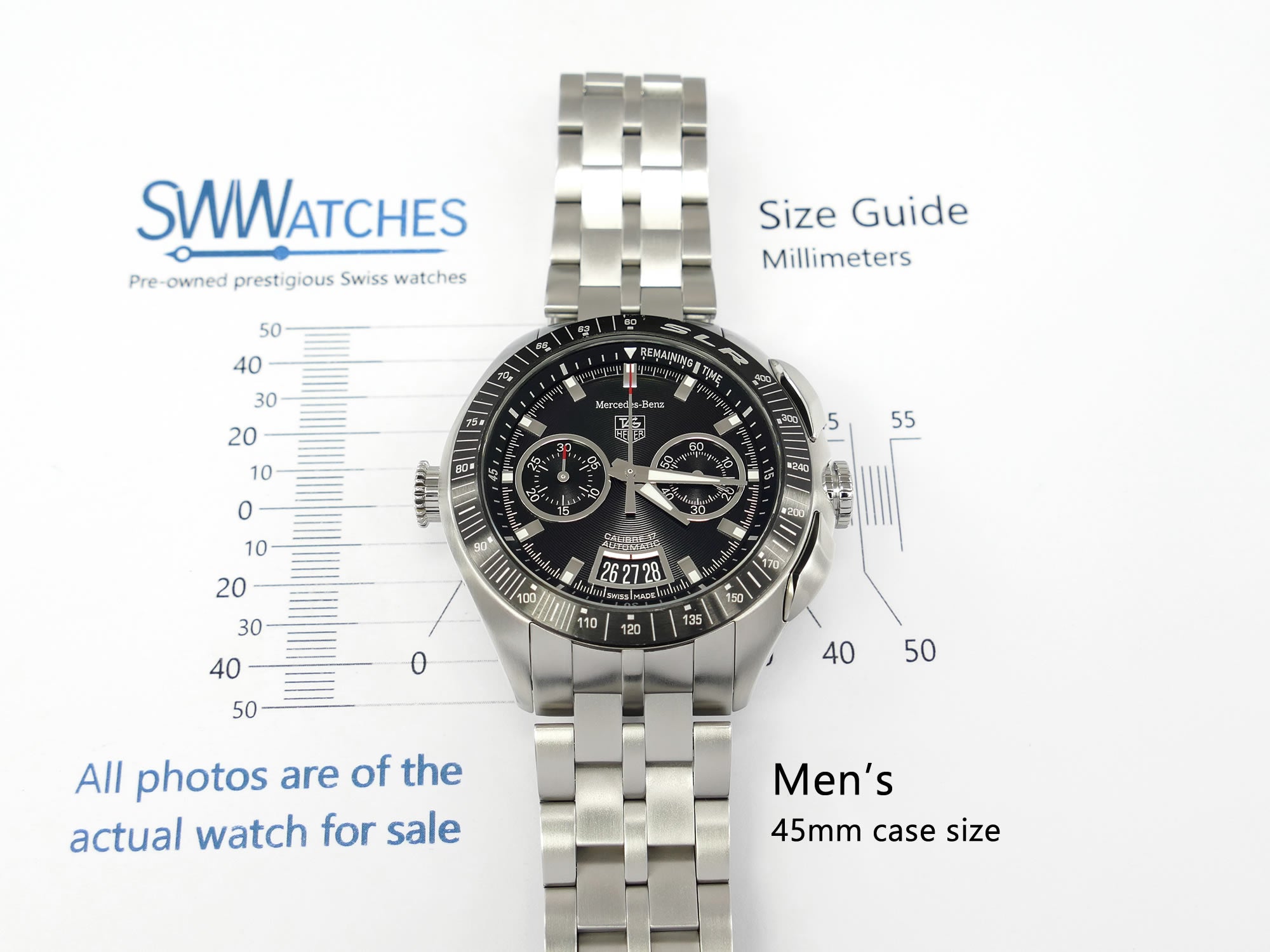 TAG Heuer Mercedes-Benz SLR CAG2111 men's 45mm case size